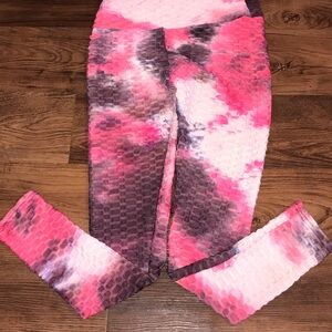 Leggings soft Tie-Dye Textured Leggings - Pink & Black size medium